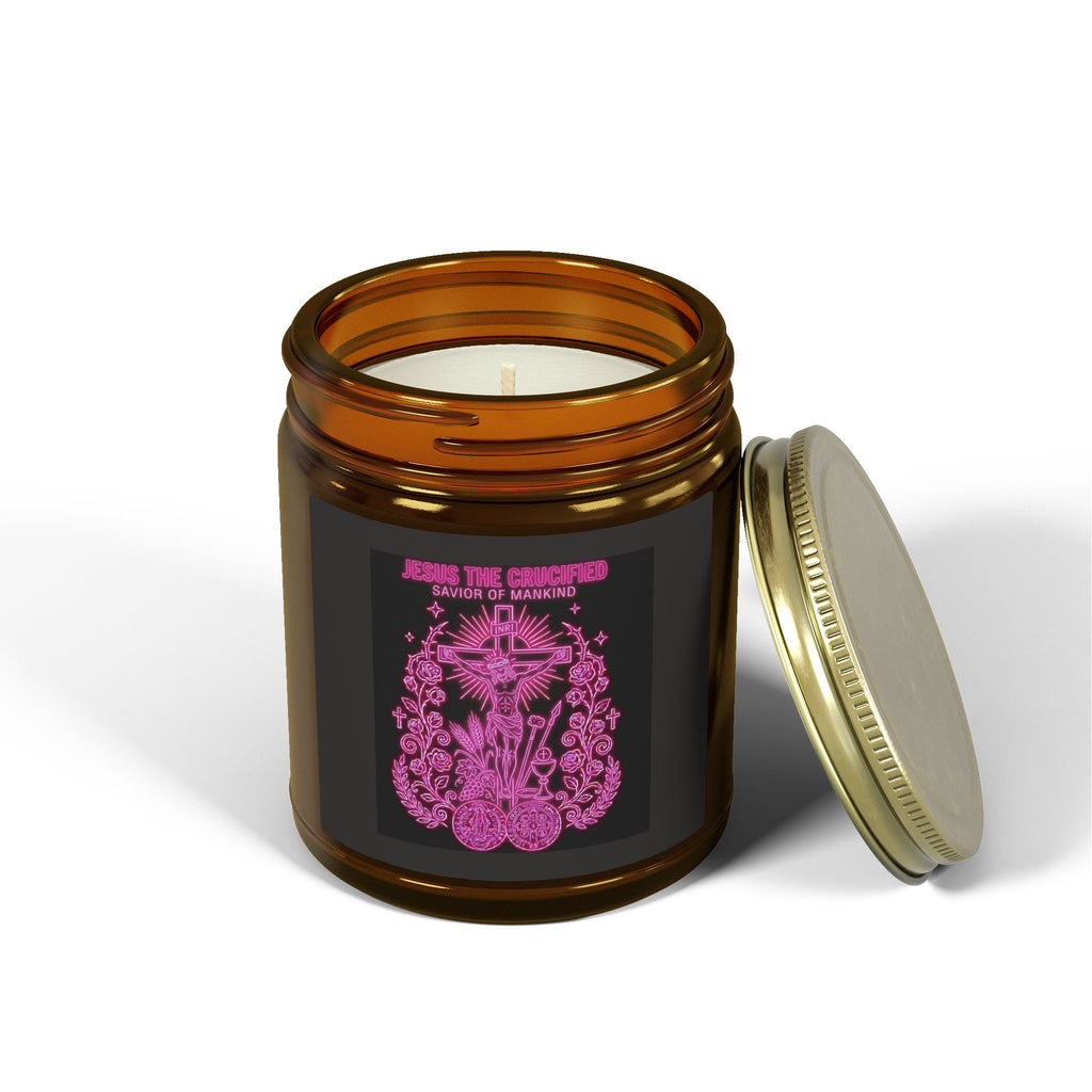 Coconut Apricot Scented Candle — Floral Cross Jar (4oz & 9oz)