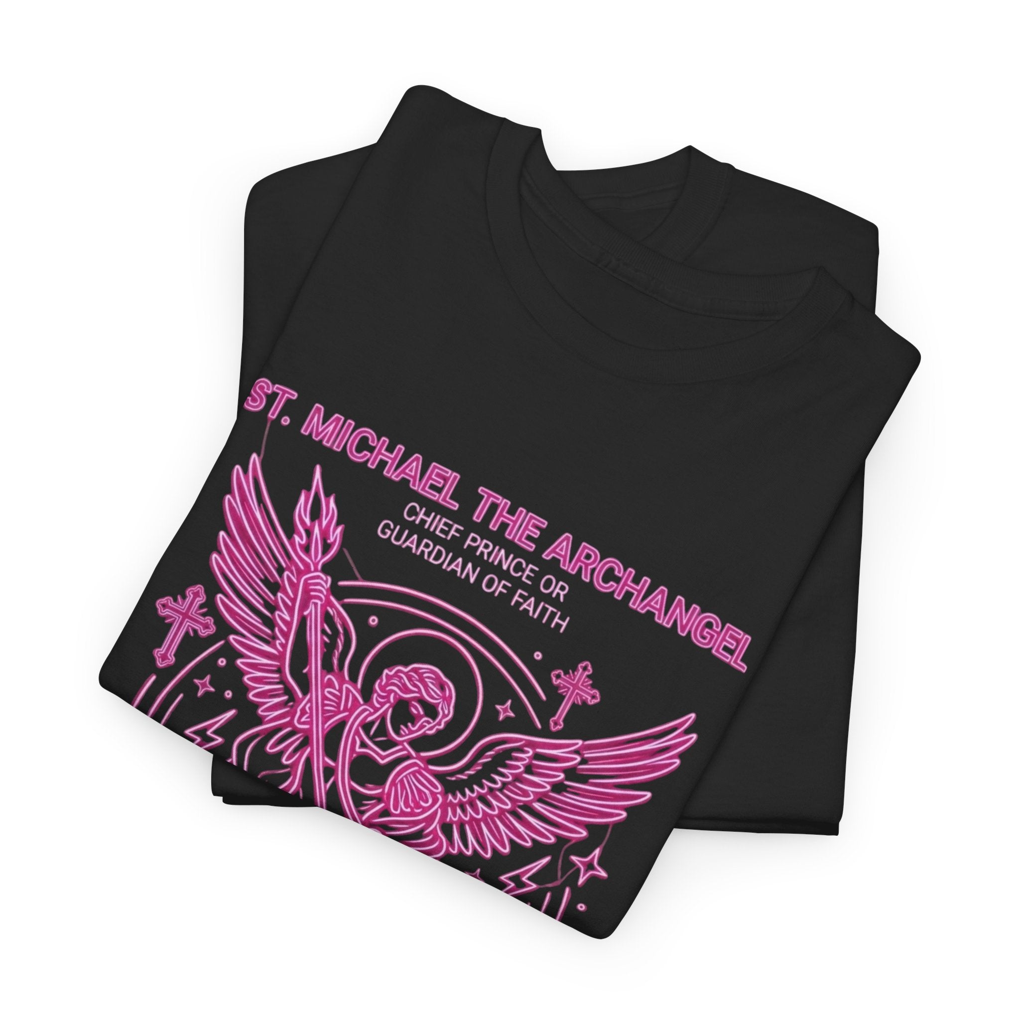 St. Michael Archangel Graphic Tee — Pink Warrior Angel Design