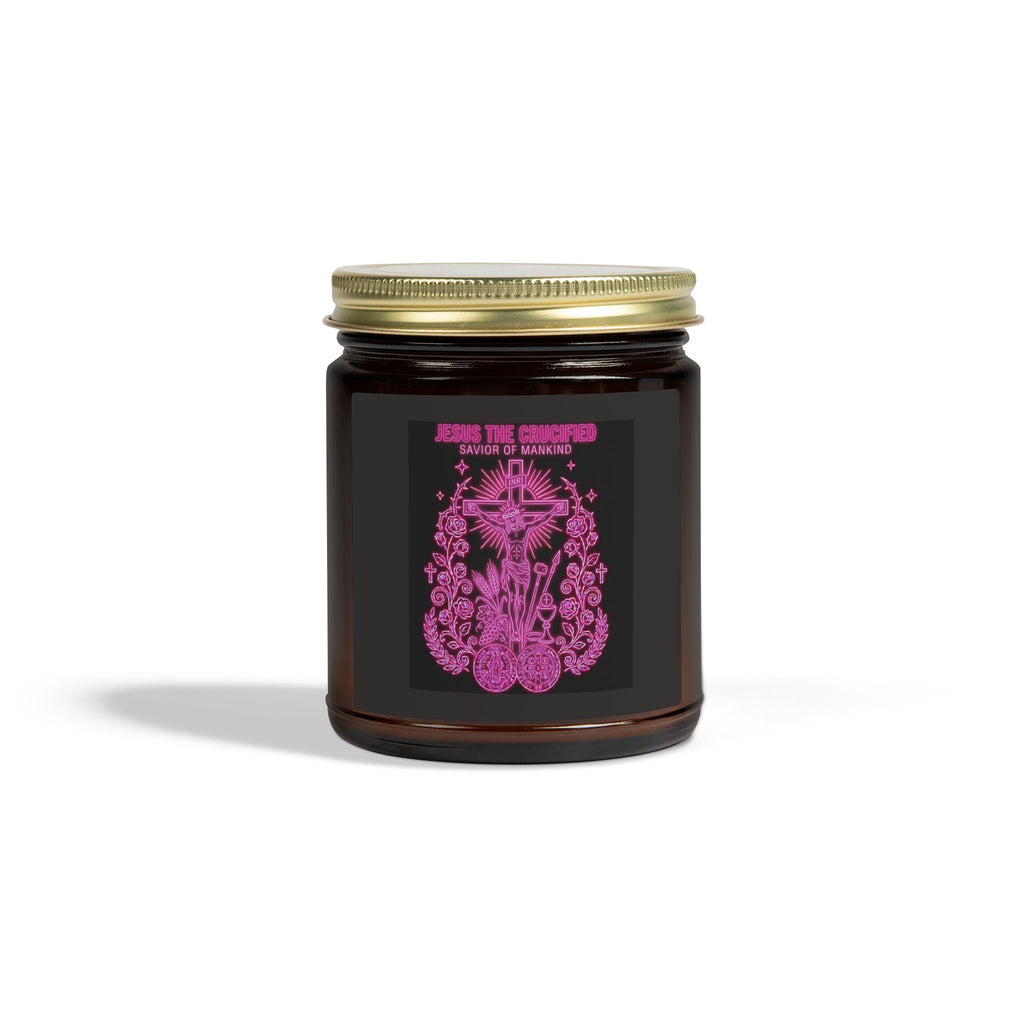 Coconut Apricot Scented Candle — Floral Cross Jar (4oz & 9oz)