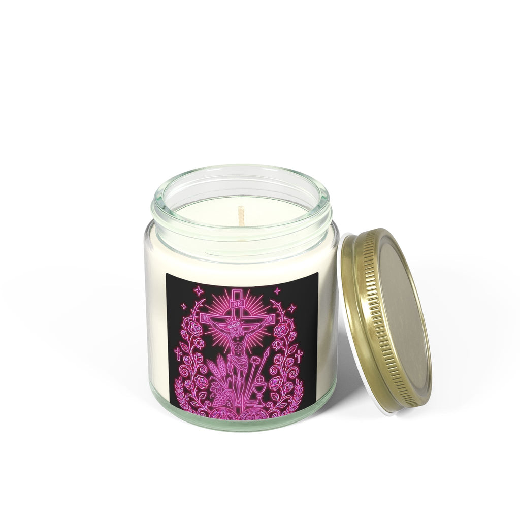 Coconut Apricot Scented Candle — Floral Cross Jar (4oz & 9oz)
