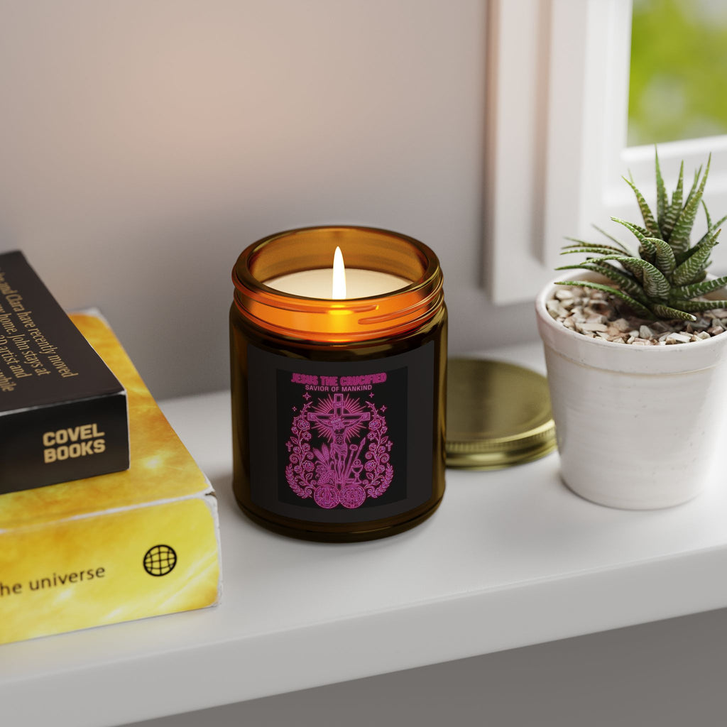 Coconut Apricot Scented Candle — Floral Cross Jar (4oz & 9oz)
