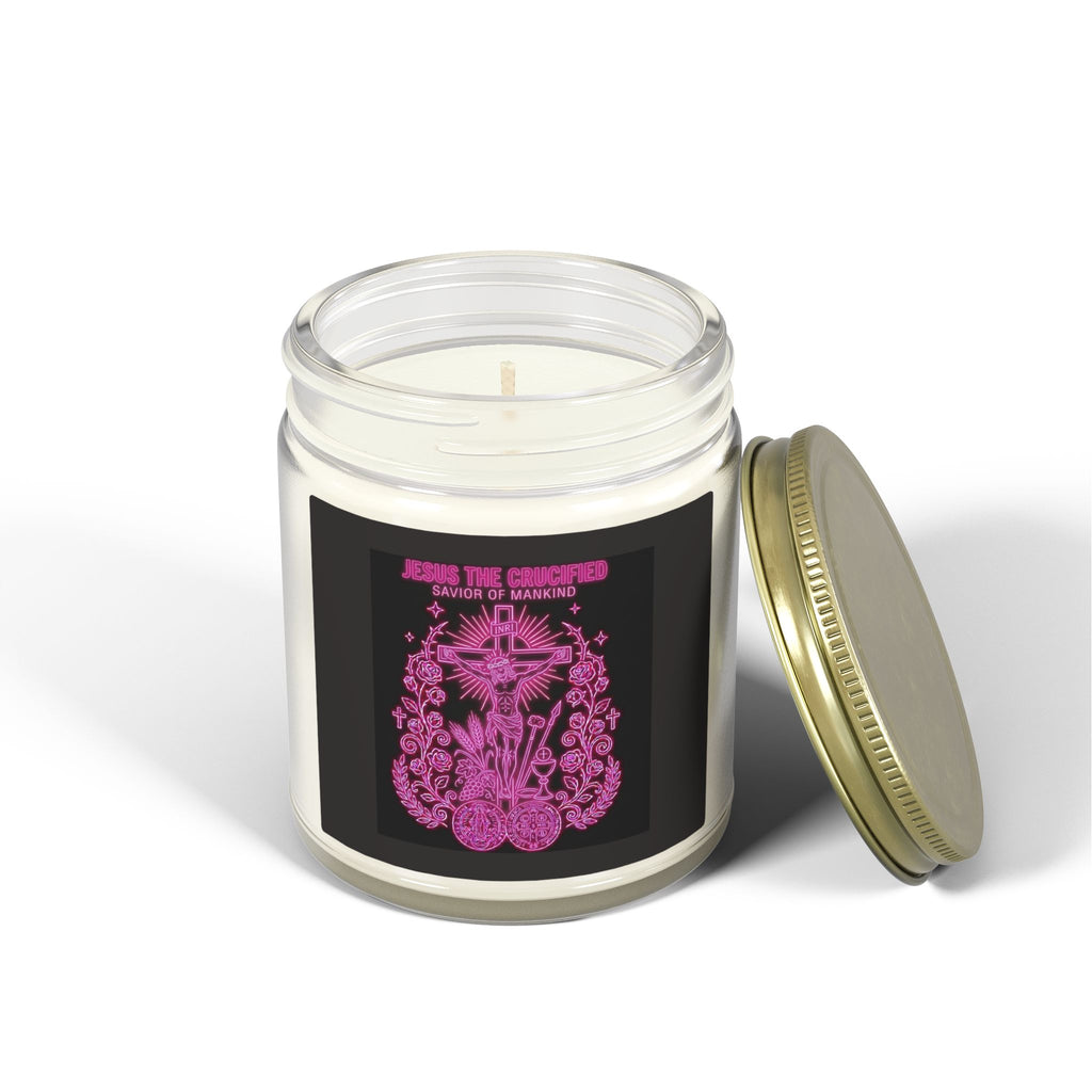 Coconut Apricot Scented Candle — Floral Cross Jar (4oz & 9oz)