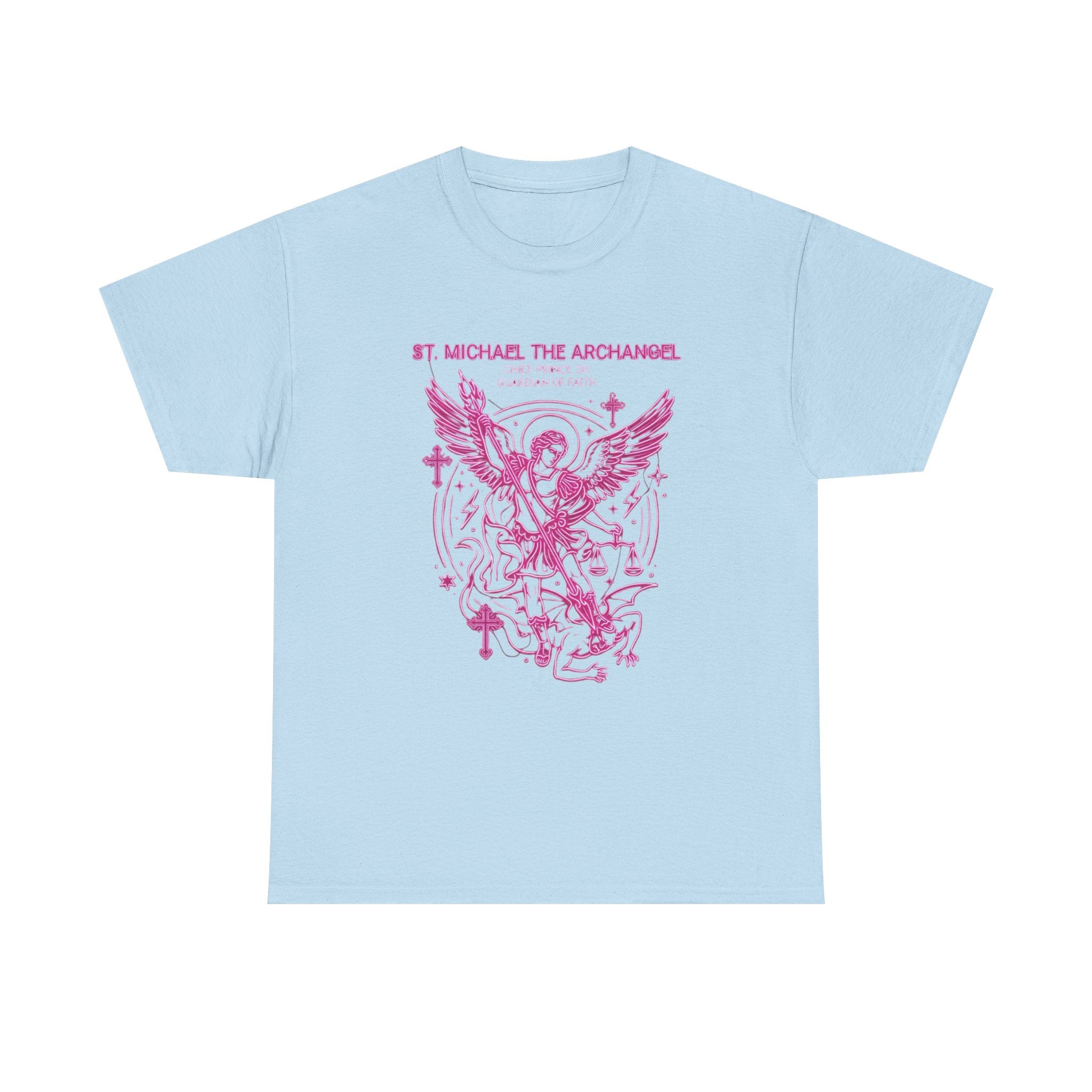 St. Michael Archangel Graphic Tee — Pink Warrior Angel Design